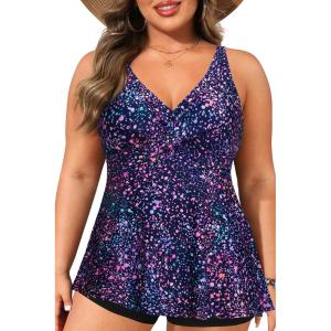 imagePlus Size Tankini Top Only  Flowy Bathing Suits Top Plus Size Swim Top 2025 Modest Swimsuits TopStar Whole Sky