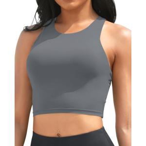 imageYonique Women High Waisted Bikini Two Piece Swimsuit Crop Bathing Suits Sporty Swimwear Bikini SetGray