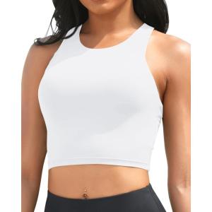 imageYonique Women High Waisted Bikini Two Piece Swimsuit Crop Bathing Suits Sporty Swimwear Bikini SetWhite