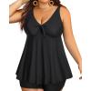 imagePlus Size Tankini Tops for Women Only  Flowy Bathing Suits Tops Modest Swimsuit No BottomBlack