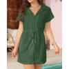 imageTerry Cloth Cover Ups  Hooded Cotton Swim Sun Coverup with Zipper Pockets Beach SwimsuitsGreen