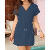 imageTerry Cloth Cover Ups  Hooded Cotton Swim Sun Coverup with Zipper Pockets Beach SwimsuitsNavy Blue