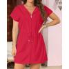 imageTerry Cloth Cover Ups  Hooded Cotton Swim Sun Coverup with Zipper Pockets Beach SwimsuitsRed