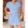 imageTerry Cloth Cover Ups  Hooded Cotton Swim Sun Coverup with Zipper Pockets Beach SwimsuitsSky Blue