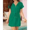 imageTerry Cloth Cover Ups  Hooded Cotton Swim Sun Coverup with Zipper Pockets Beach SwimsuitsSolid Green