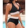 imageWomen Tummy Control Two Piece Swimsuit  High Waisted Bathing Suit Halter Bikini Set Push Up Swimwear 2025Black