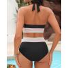 imageWomen Tummy Control Two Piece Swimsuit  High Waisted Bathing Suit Halter Bikini Set Push Up Swimwear 2025Black