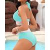 imageWomen Tummy Control Two Piece Swimsuit  High Waisted Bathing Suit Halter Bikini Set Push Up Swimwear 2025Light Blue