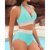imageWomen Tummy Control Two Piece Swimsuit  High Waisted Bathing Suit Halter Bikini Set Push Up Swimwear 2025Light Blue