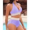 imageWomen Tummy Control Two Piece Swimsuit  High Waisted Bathing Suit Halter Bikini Set Push Up Swimwear 2025Light Purple