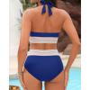 imageWomen Tummy Control Two Piece Swimsuit  High Waisted Bathing Suit Halter Bikini Set Push Up Swimwear 2025Royal Blue