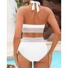 imageWomen Tummy Control Two Piece Swimsuit  High Waisted Bathing Suit Halter Bikini Set Push Up Swimwear 2025White