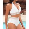 imageWomen Tummy Control Two Piece Swimsuit  High Waisted Bathing Suit Halter Bikini Set Push Up Swimwear 2025White