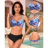 imageWomen Underwire Bikini Top  2025 Push Up Swimsuit Tops Padded Bra Bathing SuitBlue Floral