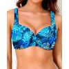 imageWomen Underwire Bikini Top  2025 Push Up Swimsuit Tops Padded Bra Bathing SuitBlue Leaves