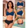 imageWomen Underwire Bikini Top  2025 Push Up Swimsuit Tops Padded Bra Bathing SuitPeacock Blue