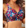 imageWomens Bikini Top  Supportive Swimsuit for Large Bust  2025 Cut Out Twist Swim TopColorful Floral