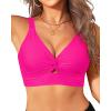 imageWomens Bikini Top  Supportive Swimsuit for Large Bust  2025 Cut Out Twist Swim TopHot Pink