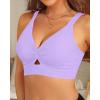 imageWomens Bikini Top  Supportive Swimsuit for Large Bust  2025 Cut Out Twist Swim TopLavender