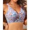 imageWomens Bikini Top  Supportive Swimsuit for Large Bust  2025 Cut Out Twist Swim TopOrange Floral Print