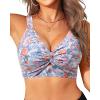 imageWomens Bikini Top  Supportive Swimsuit for Large Bust  2025 Cut Out Twist Swim TopOrange Floral Print