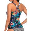 imageWomens Underwire Tankini Top Only  Push Up Swimsuit Top with Bra Support Tummy Control Bathing Suit Top No Bottom 2025Black Flower