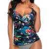 imageWomens Underwire Tankini Top Only  Push Up Swimsuit Top with Bra Support Tummy Control Bathing Suit Top No Bottom 2025Black Flower