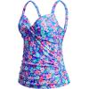 imageWomens Underwire Tankini Top Only  Push Up Swimsuit Top with Bra Support Tummy Control Bathing Suit Top No Bottom 2025Blue Floral