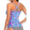 imageWomens Underwire Tankini Top Only  Push Up Swimsuit Top with Bra Support Tummy Control Bathing Suit Top No Bottom 2025Blue Floral