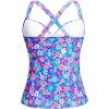 imageWomens Underwire Tankini Top Only  Push Up Swimsuit Top with Bra Support Tummy Control Bathing Suit Top No Bottom 2025Blue Floral