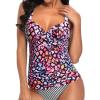 imageWomens Underwire Tankini Top Only  Push Up Swimsuit Top with Bra Support Tummy Control Bathing Suit Top No Bottom 2025Colorful Leopard