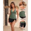 imageYonique 2 Piece Swimsuits for Women Halter Tankini Top with Skirt Bottom Tummy Control Bathing SuitArmy Green
