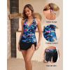 imageYonique 2 Piece Swimsuits for Women Halter Tankini Top with Skirt Bottom Tummy Control Bathing SuitBlue Floral