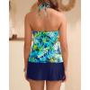 imageYonique 2 Piece Swimsuits for Women Halter Tankini Top with Skirt Bottom Tummy Control Bathing SuitBlue Leaves 2