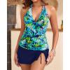 imageYonique 2 Piece Swimsuits for Women Halter Tankini Top with Skirt Bottom Tummy Control Bathing SuitBlue Leaves 2