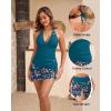 imageYonique 2 Piece Swimsuits for Women Halter Tankini Top with Skirt Bottom Tummy Control Bathing SuitGreen Floral