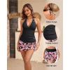 imageYonique 2 Piece Swimsuits for Women Halter Tankini Top with Skirt Bottom Tummy Control Bathing SuitPink Flower 2