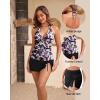 imageYonique 2 Piece Swimsuits for Women Halter Tankini Top with Skirt Bottom Tummy Control Bathing SuitPurple Floral