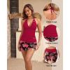 imageYonique 2 Piece Swimsuits for Women Halter Tankini Top with Skirt Bottom Tummy Control Bathing SuitRed Floral 1