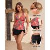 imageYonique 2 Piece Swimsuits for Women Halter Tankini Top with Skirt Bottom Tummy Control Bathing SuitRed Floral
