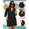 imageYonique Terry Cloth Cover Up  Long Sleeve Cover Swimsuit Hooded Zipper Beach Coverup with PocketsBlack