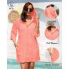 imageYonique Terry Cloth Cover Up  Long Sleeve Cover Swimsuit Hooded Zipper Beach Coverup with PocketsCoral Pink