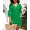 imageYonique Terry Cloth Cover Up  Long Sleeve Cover Swimsuit Hooded Zipper Beach Coverup with PocketsGreen
