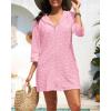 imageYonique Terry Cloth Cover Up  Long Sleeve Cover Swimsuit Hooded Zipper Beach Coverup with PocketsPink