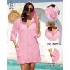 imageYonique Terry Cloth Cover Up  Long Sleeve Cover Swimsuit Hooded Zipper Beach Coverup with PocketsPink