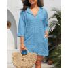imageYonique Terry Cloth Cover Up  Long Sleeve Cover Swimsuit Hooded Zipper Beach Coverup with PocketsSky Blue
