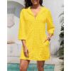 imageYonique Terry Cloth Cover Up  Long Sleeve Cover Swimsuit Hooded Zipper Beach Coverup with PocketsYellow