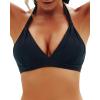 imageYonique Women Halter Bikini Top Only Padded Swimsuits Tops Vintage Bathing Suit Top No BottomBlack