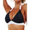 imageYonique Women Halter Bikini Top Only Padded Swimsuits Tops Vintage Bathing Suit Top No BottomBlack and White