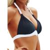 imageYonique Women Halter Bikini Top Only Padded Swimsuits Tops Vintage Bathing Suit Top No BottomBlack and White